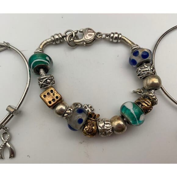 Lot Of 3 Different Charm Bracelets 1 Alex And Ani - Picture 3 of 5